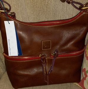 NWT Dooney & Bourke Small Zipper Pocket Leather Sac in Chestnut